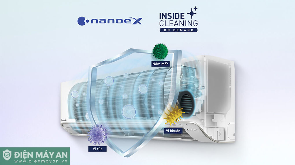 Điều hòa Panasonic nanoe X với công nghệ tự làm sạch bên trong, diệt vi khuẩn nấm mốc và vi rút